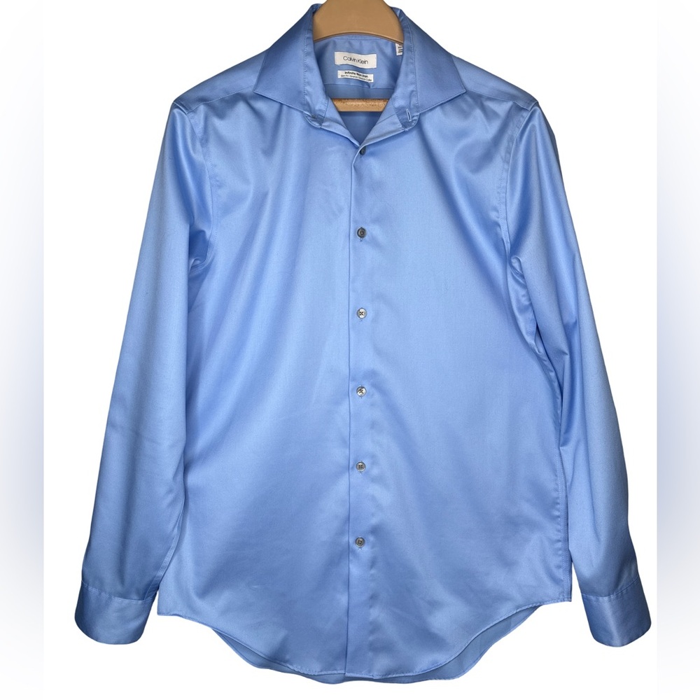 Calvin Klein Mens Blue Dress Shirt Slim Fit 15.5 32/33